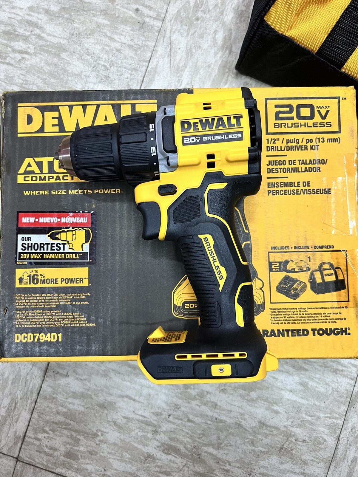 DeWalt 20V MAX ATOMIC 1/2" Drill/Driver Kit (2Ah Battery & Charger) DCD794D1 885911904810 eBay