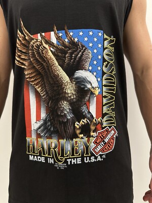 90s Harley-Davidson 3D EMBLEM Tシャツ L Vintage 1990s 90s Harley Davidson 3D Emblem T-Shirt Tee Sleeveles