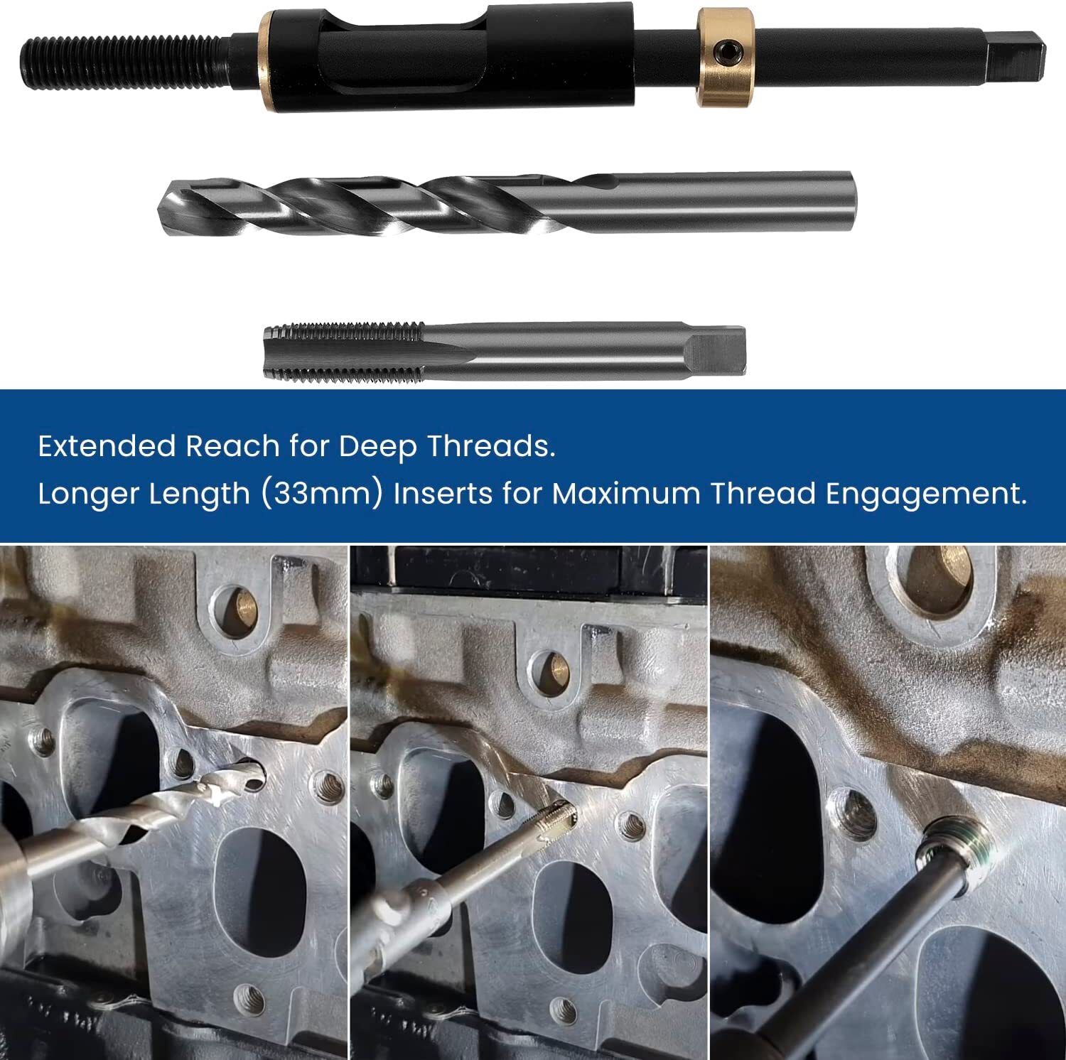 M11x1.5 Metric Head Bolt Thread Repair Kit 35119S for GM Cadillac Honda