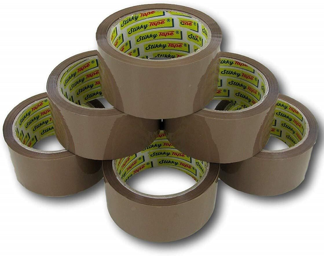 BROWN TAPE PARCEL PACKING PACKAGING CARTON SEALING ""STIKKY"" ROLLS 48MM X 66M