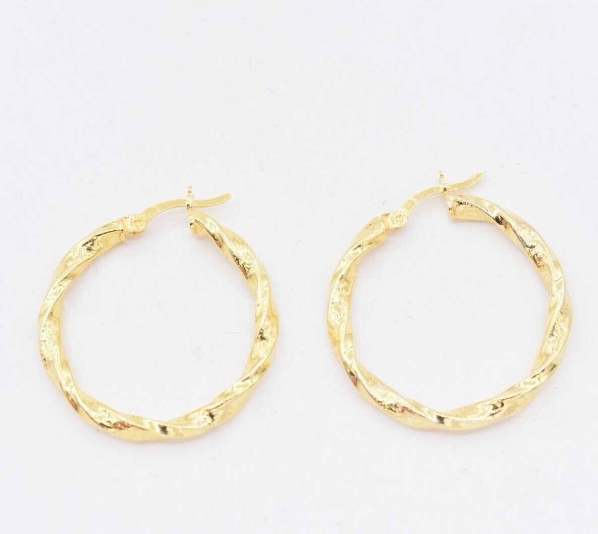 30MM TWISTED GREEK KEY HOOP EARRINGS 14K YELLOW GOLD CLAD STERLING