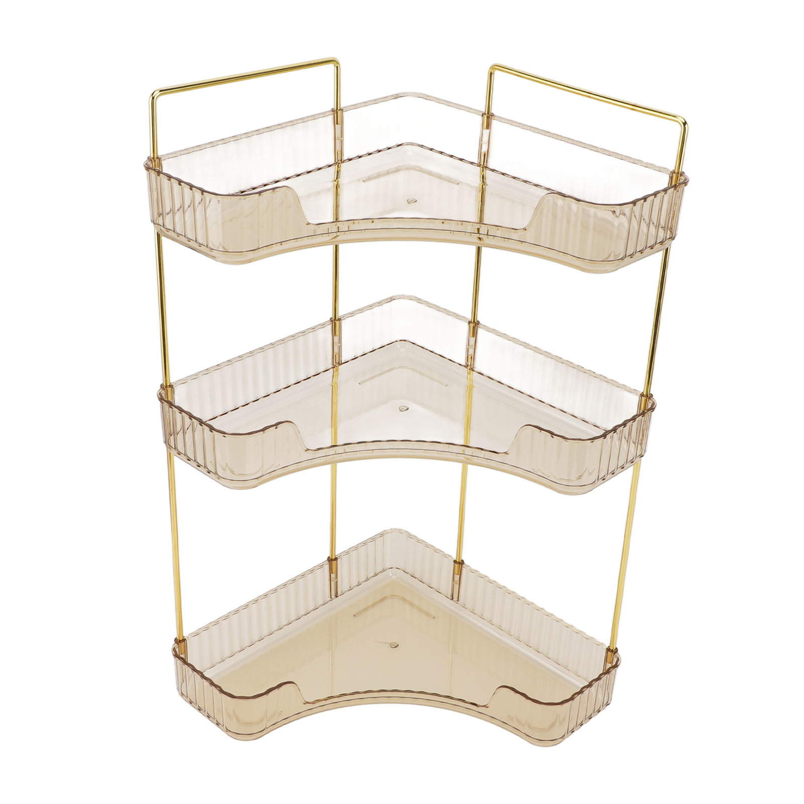 Bathroom 3 Tier Makeup Shelf Easy Access Corner Countertop Organizer