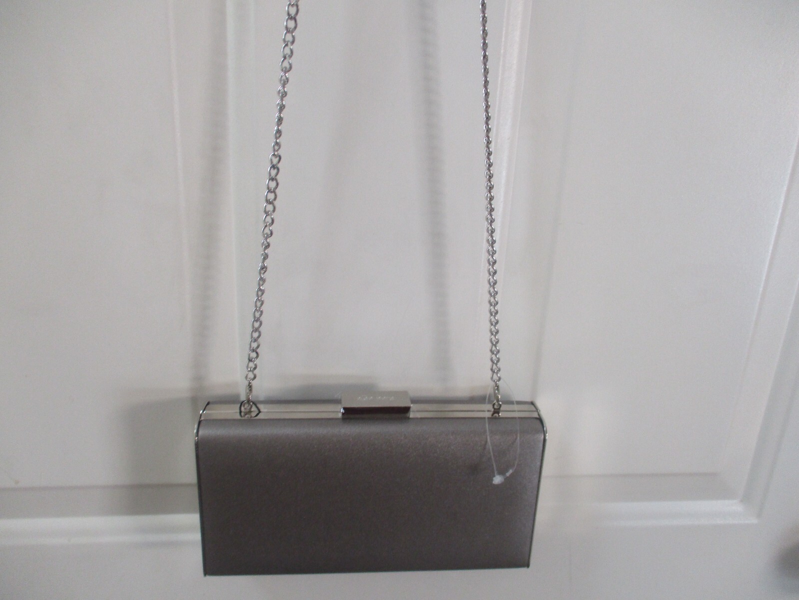 Olga Berg Precious Metallic Slimline Clutch Sliver Shoulder Bag NEW