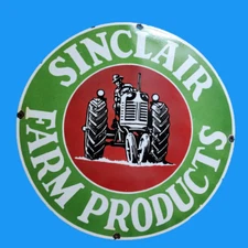 SINCLAIR FARM PORCELAIN ENAMEL SIGN 30 INCHES ROUND DOUBLE SIDED