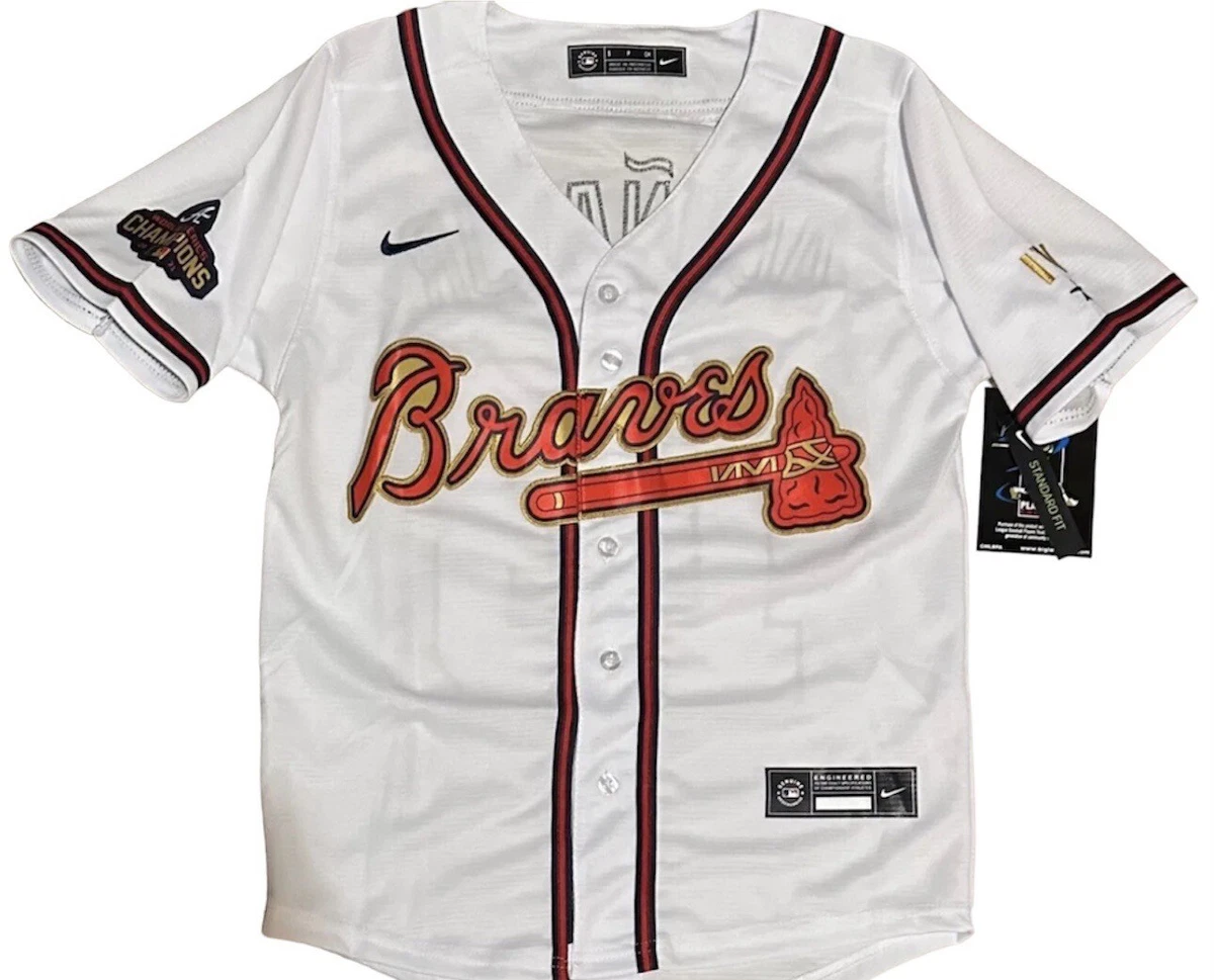 Ronald Acuna Jr Atlanta Braves World Series Gold Nike Youth Jersey  (Stitched)