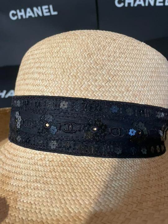 Chanel Straw Hat Beige 57cm Used | eBay display picture 3