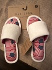 Rae Dunn Womens Slippers Sz Small 5-6 Patriotic White American Flag NEW — photo 1