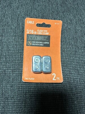 EverBilt Wire Rope Flush Type Cable Clamp 2 Pack Zinc Plated 3/16 Inch