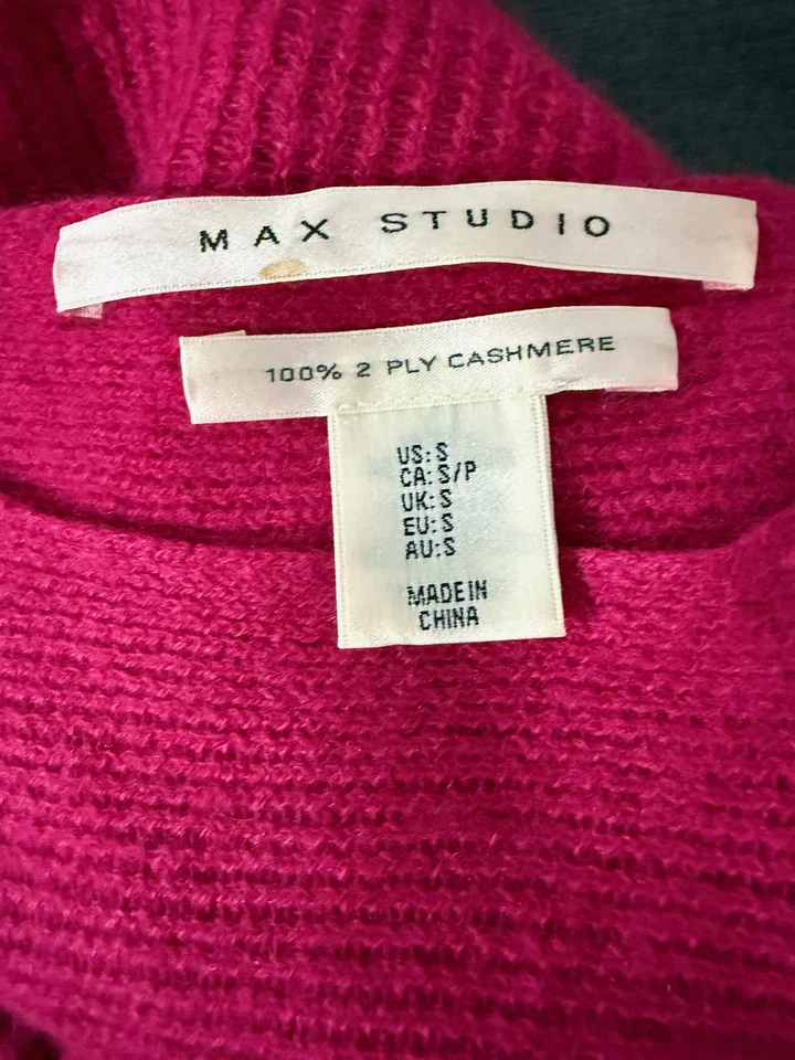 MAX STUDIO fuschia pink 100% CASHMERE sweater Women's S - Изображение 3 из 3