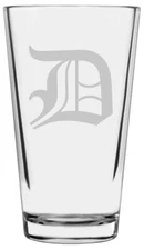 16oz Old English Gothic Font D Monogram Pint Drinking Glass