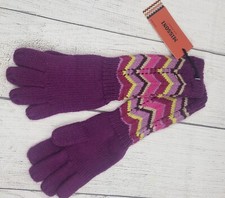 MISSONI Target GIRLS Purple Zig Zag 12" Long Knit GLOVES Wool Blend XS/S NWT
