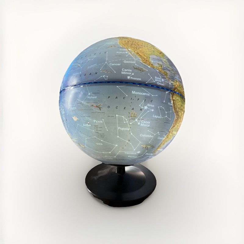 Vintage Columbus Verlag 10" Day & Night Illuminated Constellation World Globe