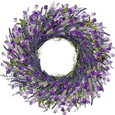 LZNPA 26 Inch Lavender Wreath Summer Spring Wreaths for Front Purple