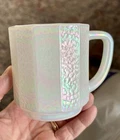 RARE Vintage Mug Federal Glass Iridescent Opalescent Textured Panel Milk Glass