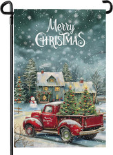 Merry Christmas Garden Flag 12X18 in Double Sided Winter Garden Flags for Xmas H