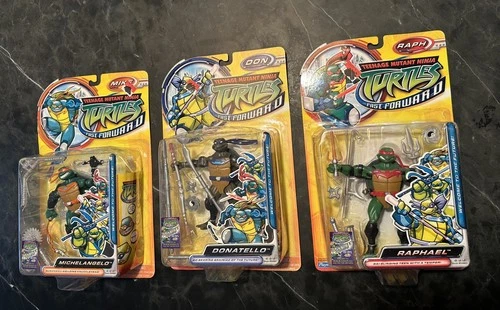 3 RARE Vintage Playmates TMNT Fast Forward Figures — Raph Don Mike ninJa tUrTleS