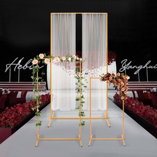 Set of 3 Metal Backdrop Stand, Rectangular Balloon Frame, Gold Backdrop Decor