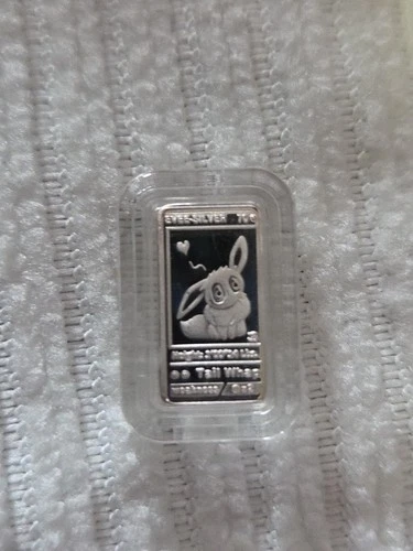 Pokemon 1 g EVEE Silver Art Bar Proof .999 Rare Trading Card