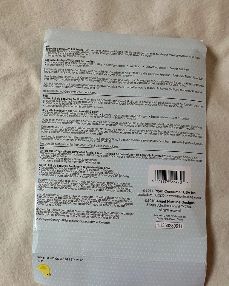 Babyville Boutique Waterproof PUL Fabric 21 x 24 Inch 3 Count - Image 2 of 3