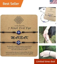 Evil Eye 7 Knot Adjustable Bracelet - Red & Black Lucky Amulet for Protection