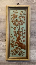1960s Mid-Century Hollywood 3D Wall Art Gold Flowers in Shadowbox Frames