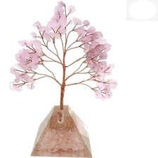 7.5 Inch Rose Quartz Crystal Tree – Healing Orgone Pyramid for Home & Desk