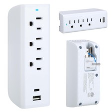 Multi Plug Outlet Extender, 3 AC 2 USB A and C Ports Power Strip with Indicat