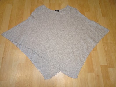 Feinstrick Poncho D&F hellgrau meliert One Size 10% Kaschmir Feinstrick