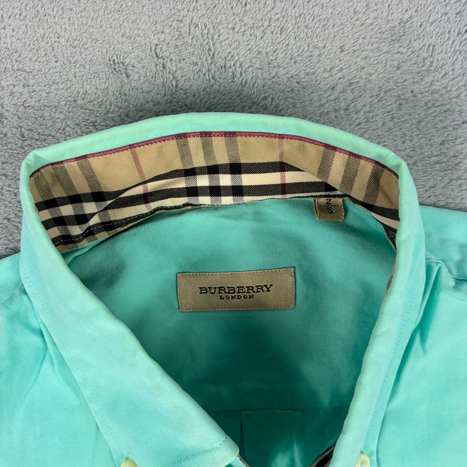 VTG Burberry London Blue Nova Check Trim Size 2 / Small L/S Button Down Shirt image 3