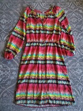 Women's Harper & Gray multicolored lightweight long-sleeved button dress Medium