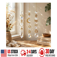 Crystal Sun Catchers Set with Chain 3 Pack Rainbow Prism Window Ornaments for