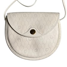 Dior Crossbody Bag Authentic Logo Honeycomb Monogram White Cream Leather Satchel