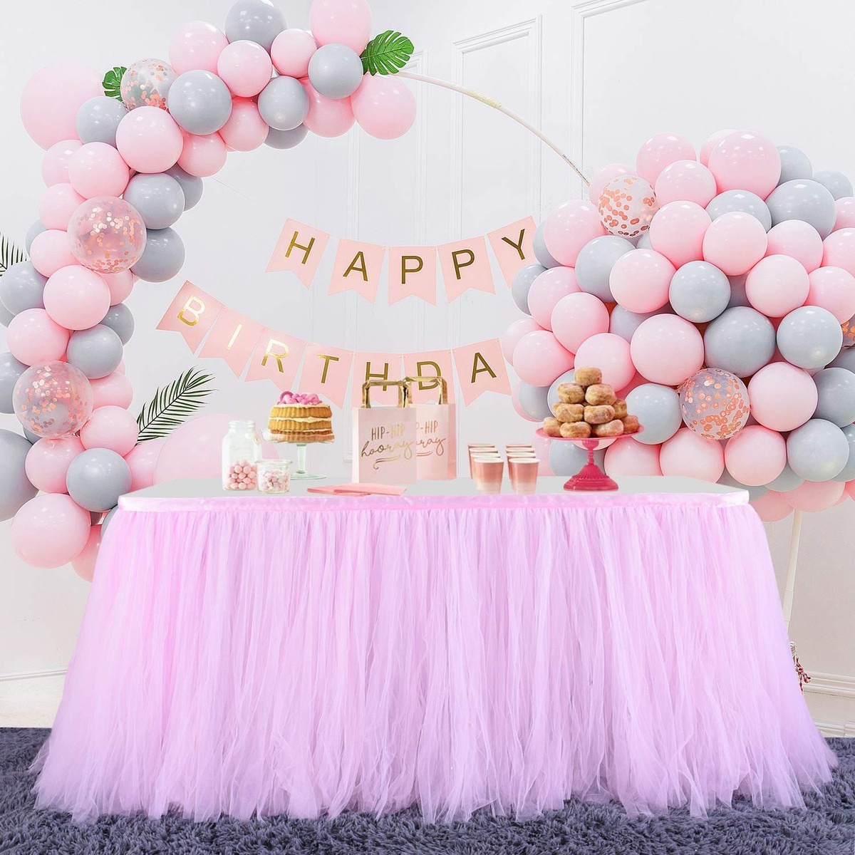 HB HBB MAGIC Pink Tulle Tutu Table Skirt for Birthday Party Baby Shower 