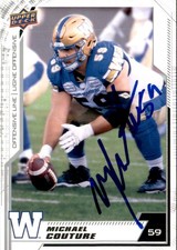 Michael Couture Signed 2020 Upper Deck CFL Football card Winnipeg Blue Bombers