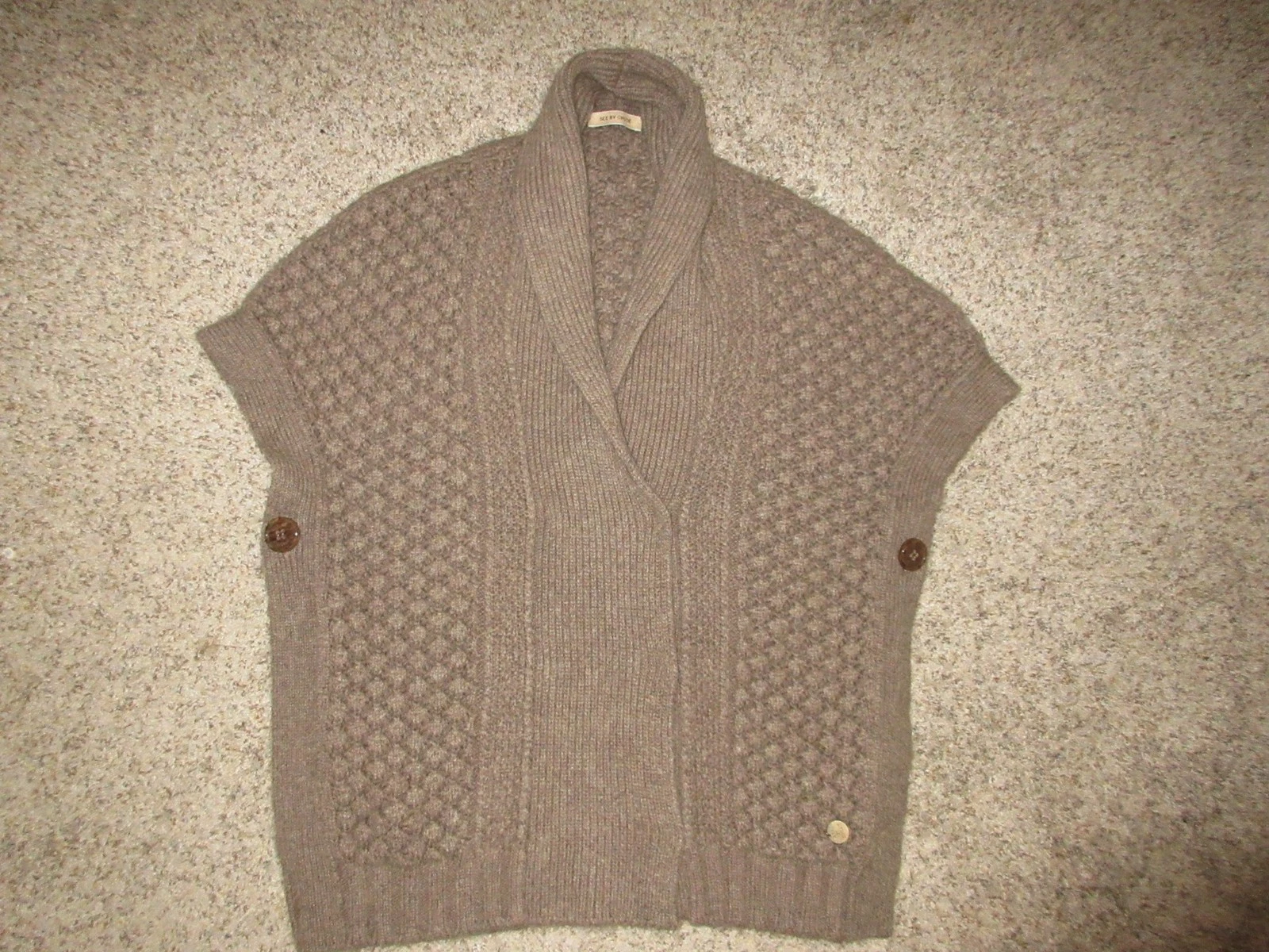 See By Chloe Wool Mohair Knit Chunky Poncho Cape Caridgan Sweater One Size Italy