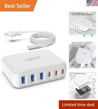 Compact 6-Port GaN Charging Station - 65W Power Adapter for Laptops & Phones