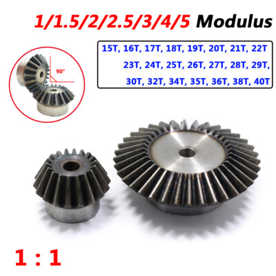 Module 1/1.5/2/2.5/3/4/5 Bevel Gear 15/18/20/24/25/30/32/35/40T 1:1 Pairing 90°