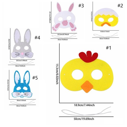 Exquisite Easter Felt Mask Cute Merry Easter Decoration Kids Gift - Picture 2 of 17