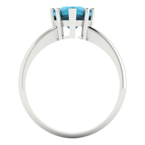 2 tcw Pear Cut Engagement Ring for Women, 14K White Gold Turquoise Promise Ring - Picture 4 of 11