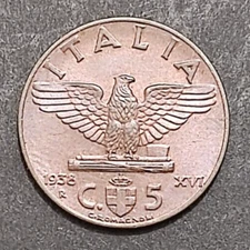 5 CENTESIMI LIRE IMPERO 1° TIPO 1936 1937 1938 1939 BB SPL FDC REGNO SCEGLI ANNO