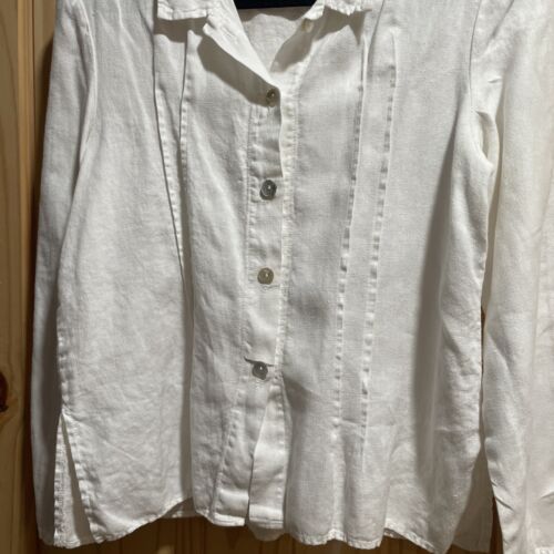 Willow linen button up white long sleeve blouse size small - Picture 3 of 7