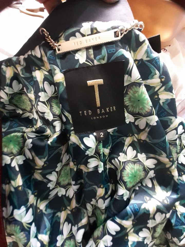 TED BAKER Spring Meadow Embroidered Bomber Jacket Navy 2 uk 10 - Image 4 of 4