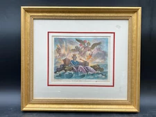 Antique The Kingdom Of Naples Hand Colored Engraving, Framed