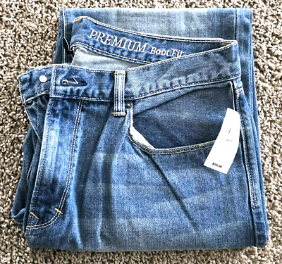 GAP 1969 Mens Premium Boot Fit Distressed Blue Jeans Size 34x32
