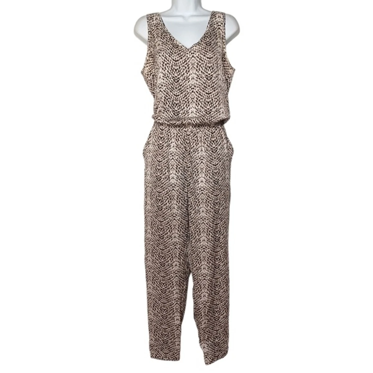 140 TART Animal Print Tan Cream Black Sleeveless Lightweight