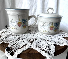 INTERNATIONAL TABLEWORKS CHINA CO. "MARMALADE" STONEWARE CREAMER & SUGAR JAPAN