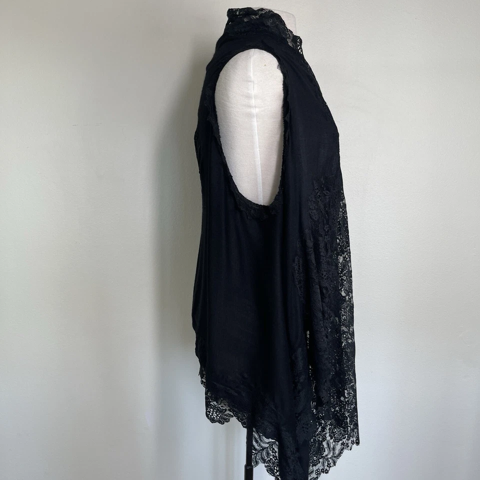 蕾丝背心女式中号黑色丝绸开放式巫婆深哥特式蒸汽朋克心形背面 — 第 3/4 张图片