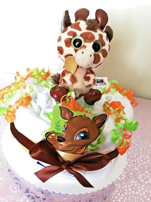 BABY-TRAUMLAND ♥ Kleine Giraffe ♥ Windelgeschenk Torte zur Geburt, Taufe Mädchen / Junge