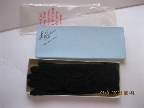 Vintage La Regale LTD Nylon Stretch/Beaded Black Formal Gloves Ladies One Size