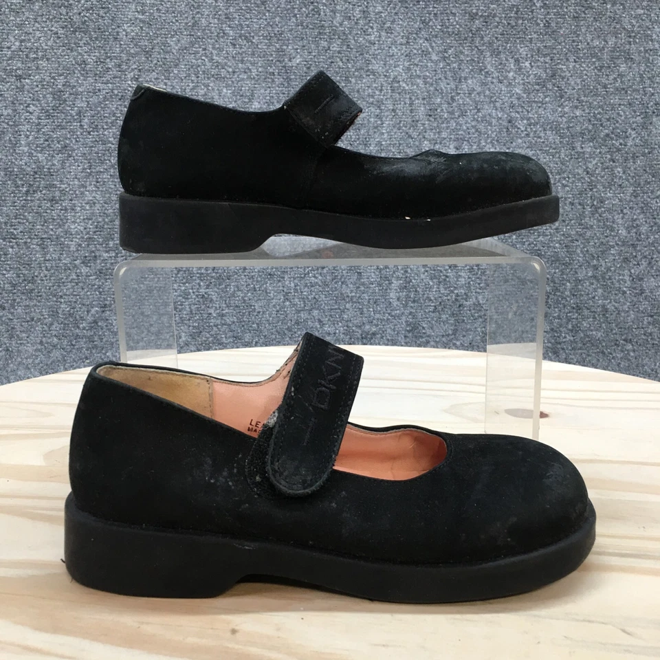 DKNY Shoes Children Girls 13 Mary Jane Black Leather Hook & Loop Casual Block - Image 2 of 4